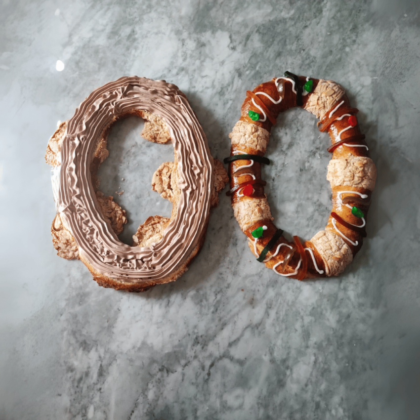 Rosca de reyes rellena de crema de chocolate - Imagen 2
